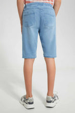 تنزيل الصورة على معرض الصور، Redtag-Light-Wash-Knit-Denim-Short-Denim-Shorts-Senior-Boys-9 to 14 Years