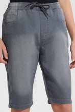تنزيل الصورة على معرض الصور، Redtag-Grey-Knit-Denim-Short-Denim-Shorts-Senior-Boys-9 to 14 Years
