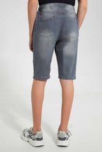 تنزيل الصورة على معرض الصور، Redtag-Grey-Knit-Denim-Short-Denim-Shorts-Senior-Boys-9 to 14 Years