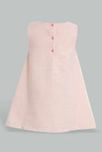 Load image into Gallery viewer, Redtag-Coral-Front-Embroidery-Sleeveless-Lurex-Dress-Dresses-Infant-Girls-3 to 24 Months