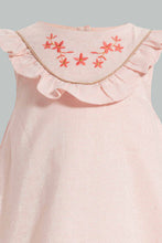 Load image into Gallery viewer, Redtag-Coral-Front-Embroidery-Sleeveless-Lurex-Dress-Dresses-Infant-Girls-3 to 24 Months