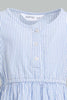 Redtag-Blue-Seesucker-Elasticated-Dress-With-Front-Buttons-Dresses-Infant-Girls-3 to 24 Months
