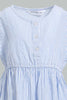 Redtag-Blue-Seesucker-Elasticated-Dress-With-Front-Buttons-Dresses-Infant-Girls-3 to 24 Months