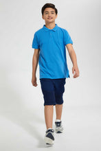 Load image into Gallery viewer, Redtag-Dark-Wash-Biker-Knee-Short-Denim-Shorts-Senior-Boys-9 to 14 Years