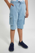 تنزيل الصورة على معرض الصور، Redtag-Light-Wash-Cargo-Short-Denim-Shorts-Senior-Boys-9 to 14 Years