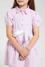 تنزيل الصورة على معرض الصور، Redtag-Pink-Stripped-Shirt-Dress-Dresses-Girls-2 to 8 Years