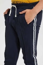 Load image into Gallery viewer, Redtag-Navy-Side-Tape-Trouser-Pants-Jogger-Fit-Senior-Boys-9 to 14 Years