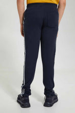 Load image into Gallery viewer, Redtag-Navy-Side-Tape-Trouser-Pants-Jogger-Fit-Senior-Boys-9 to 14 Years