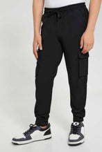Load image into Gallery viewer, Redtag-Black-Cargo-Jogger-Trouser-Cargo-Pants-Senior-Boys-9 to 14 Years