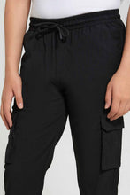 Load image into Gallery viewer, Redtag-Black-Cargo-Jogger-Trouser-Cargo-Pants-Senior-Boys-9 to 14 Years