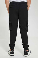 Load image into Gallery viewer, Redtag-Black-Cargo-Jogger-Trouser-Cargo-Pants-Senior-Boys-9 to 14 Years