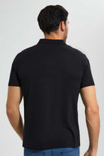 Load image into Gallery viewer, Redtag-Black-Polo-Shirt-With-Flat-Knit-Collar-&-Cuff-Polo-Shirts-Men's-