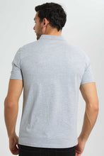 Load image into Gallery viewer, Redtag-Grey-Polo-Shirt-With-Flat-Knit-Collar-&-Cuff-Polo-Shirts-Men's-