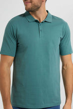 Load image into Gallery viewer, Redtag-Green-Polo-Shirt-With-Flat-Knit-Collar-&-Cuff-Polo-Shirts-Men's-