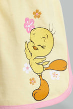 تنزيل الصورة على معرض الصور، Redtag-Yellow-Tweety-Short-Casual-Shorts-Infant-Girls-3 to 24 Months