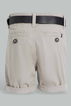 Load image into Gallery viewer, Redtag-Beige-Twill-Chino-With-Pu-Belt-Chino-Shorts-Infant-Boys-3 to 24 Months