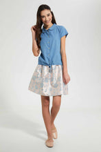 تنزيل الصورة على معرض الصور، Redtag-Pale-Blue-Denim-Front-Tie-Shirt-Blouses-Senior-Girls-9 to 14 Years