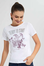 Load image into Gallery viewer, Redtag-White-Ready-To-Start-Print-T-Shirt-Category:T-Shirts,-Colour:White,-Filter:Women's-Clothing,-New-In,-New-In-Women,-Non-Sale,-S22D,-Section:Women,-TBL,-Women-T-Shirts-Women's-