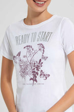 Load image into Gallery viewer, Redtag-White-Ready-To-Start-Print-T-Shirt-Category:T-Shirts,-Colour:White,-Filter:Women's-Clothing,-New-In,-New-In-Women,-Non-Sale,-S22D,-Section:Women,-TBL,-Women-T-Shirts-Women's-
