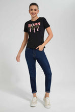 Load image into Gallery viewer, Redtag-Black-Awesome-Embellished-T-Shirt-Category:T-Shirts,-Colour:Black,-Filter:Women's-Clothing,-New-In,-New-In-Women,-Non-Sale,-S22D,-Section:Women,-TBL,-Women-T-Shirts-Women's-