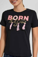 Load image into Gallery viewer, Redtag-Black-Awesome-Embellished-T-Shirt-Category:T-Shirts,-Colour:Black,-Filter:Women's-Clothing,-New-In,-New-In-Women,-Non-Sale,-S22D,-Section:Women,-TBL,-Women-T-Shirts-Women's-