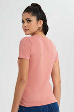 Load image into Gallery viewer, Redtag-Pink-V-Neck-T-Shirt-V-Neck-T-Shirts-Women's-