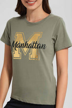 Load image into Gallery viewer, Redtag-Olive-Manhattan-Print-T-Shirt-Category:T-Shirts,-Colour:Dark-Green,-Filter:Women's-Clothing,-New-In,-New-In-Women,-Non-Sale,-S22D,-Section:Women,-TBL,-Women-T-Shirts-Women's-