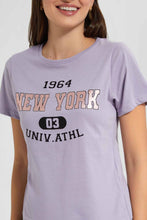 Load image into Gallery viewer, Redtag-Lilac-New-York-Print-T-Shirt-Category:T-Shirts,-Colour:Lilac,-Filter:Women's-Clothing,-New-In,-New-In-Women,-Non-Sale,-S22D,-Section:Women,-TBL,-Women-T-Shirts-Women's-