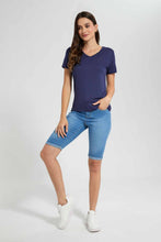 Load image into Gallery viewer, Redtag-Navy-V-Neck-T-Shirt-Category:T-Shirts,-Colour:Navy,-Filter:Women's-Clothing,-New-In,-New-In-Women,-Non-Sale,-S22D,-Section:Women,-TBL,-Women-T-Shirts-Women's-