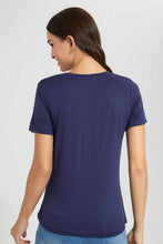 Load image into Gallery viewer, Redtag-Navy-V-Neck-T-Shirt-Category:T-Shirts,-Colour:Navy,-Filter:Women's-Clothing,-New-In,-New-In-Women,-Non-Sale,-S22D,-Section:Women,-TBL,-Women-T-Shirts-Women's-