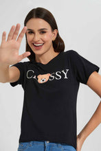 Load image into Gallery viewer, Redtag-Black-Classy-Print-T-Shirt-Category:T-Shirts,-Colour:Black,-Filter:Women's-Clothing,-New-In,-New-In-Women,-Non-Sale,-S22D,-Section:Women,-TBL,-Women-T-Shirts-Women's-