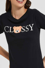 Load image into Gallery viewer, Redtag-Black-Classy-Print-T-Shirt-Category:T-Shirts,-Colour:Black,-Filter:Women's-Clothing,-New-In,-New-In-Women,-Non-Sale,-S22D,-Section:Women,-TBL,-Women-T-Shirts-Women's-