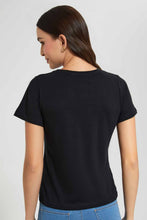 Load image into Gallery viewer, Redtag-Black-Classy-Print-T-Shirt-Category:T-Shirts,-Colour:Black,-Filter:Women's-Clothing,-New-In,-New-In-Women,-Non-Sale,-S22D,-Section:Women,-TBL,-Women-T-Shirts-Women's-