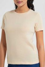Load image into Gallery viewer, Redtag-Beige--Crew-Neck-T-Shirt-Graphic-T-Shirts-Women's-