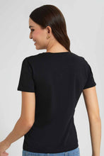 Load image into Gallery viewer, Redtag-Black-Elegant-Embellished-T-Shirt-Category:T-Shirts,-Colour:Black,-Filter:Women's-Clothing,-New-In,-New-In-Women,-Non-Sale,-S22D,-Section:Women,-TBL,-Women-T-Shirts-Women's-