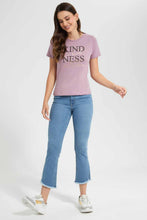 Load image into Gallery viewer, Redtag-Mauve-Kindness-Embellished-T-Shirt-Category:T-Shirts,-Colour:Mauve,-Filter:Women's-Clothing,-New-In,-New-In-Women,-Non-Sale,-S22D,-Section:Women,-TBL,-Women-T-Shirts-Women's-