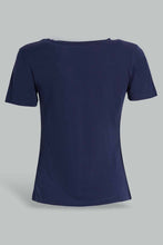 Load image into Gallery viewer, Redtag-Navy-Unique-Embellished-T-Shirt-Embellished-T-Shirts-Women's-