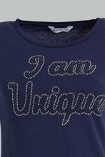 Load image into Gallery viewer, Redtag-Navy-Unique-Embellished-T-Shirt-Embellished-T-Shirts-Women's-