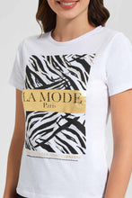 Load image into Gallery viewer, Redtag-White-La-Mode-Embellished-T-Shirt-Category:T-Shirts,-Colour:White,-Filter:Women's-Clothing,-New-In,-New-In-Women,-Non-Sale,-S22D,-Section:Women,-TBL,-Women-T-Shirts-Women's-