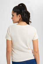 Load image into Gallery viewer, Redtag-Beige-Harvard-Printed-T-Shirt-Graphic-T-Shirts-Women's-