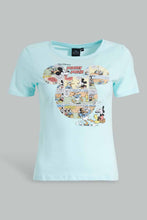 Load image into Gallery viewer, Redtag-Blue-Mickey-Mouse-Print-T-Shirt-Character-T-Shirts-Women's-