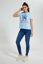 Load image into Gallery viewer, Redtag-Blue-Stitch-Printed-T-Shirt-Striped-T-Shirts-Women's-