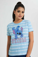 Load image into Gallery viewer, Redtag-Blue-Stitch-Printed-T-Shirt-Striped-T-Shirts-Women's-