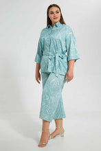 تنزيل الصورة على معرض الصور، Redtag-Mint-Printed-Collared-Belted-Tunic-Blouses-Women's-