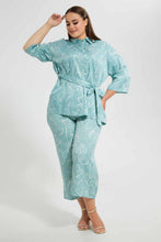 تنزيل الصورة على معرض الصور، Redtag-Mint-Printed-Collared-Belted-Tunic-Blouses-Women's-