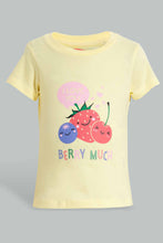 تنزيل الصورة على معرض الصور، Redtag-Yellow-And-Pink-Berry-Much-Pyjama-Set-Pyjama-Sets-Infant-Girls-3 to 24 Months