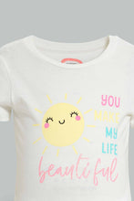 تنزيل الصورة على معرض الصور، Redtag-Cream-You-Make-My-Life-Beautiful-Pyjama-Set-Pyjama-Sets-Infant-Girls-3 to 24 Months