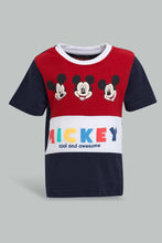 تنزيل الصورة على معرض الصور، Redtag-Red-And-Navy-Color-Block-Mickey-Mouse-Graphic-T-Shirts-Infant-Boys-3 to 24 Months