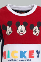 تنزيل الصورة على معرض الصور، Redtag-Red-And-Navy-Color-Block-Mickey-Mouse-Graphic-T-Shirts-Infant-Boys-3 to 24 Months