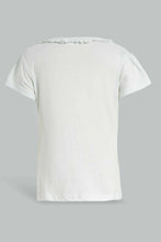 Load image into Gallery viewer, Redtag-Mint-S/Sleeve-T-Shirt-With-Ruffles-At-Neck-Graphic-T-Shirts-Girls-2 to 8 Years
